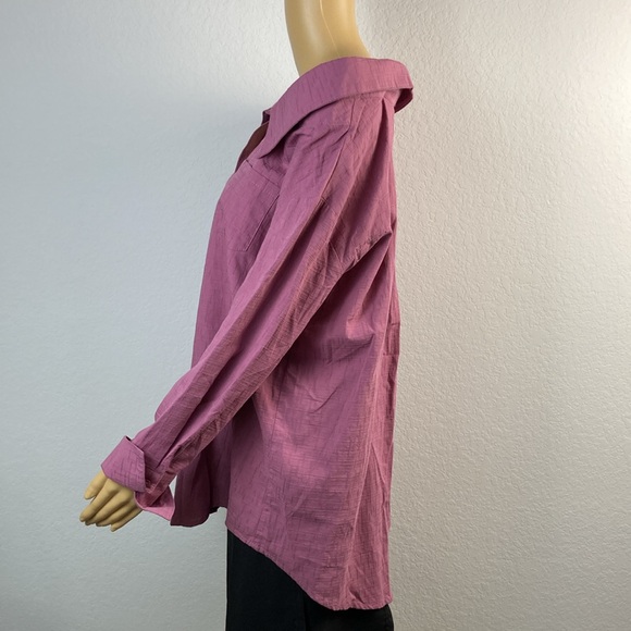100% Cotton Off The Shoulder Button Down Oversized Stylish Shirt - Picture 4 of 10